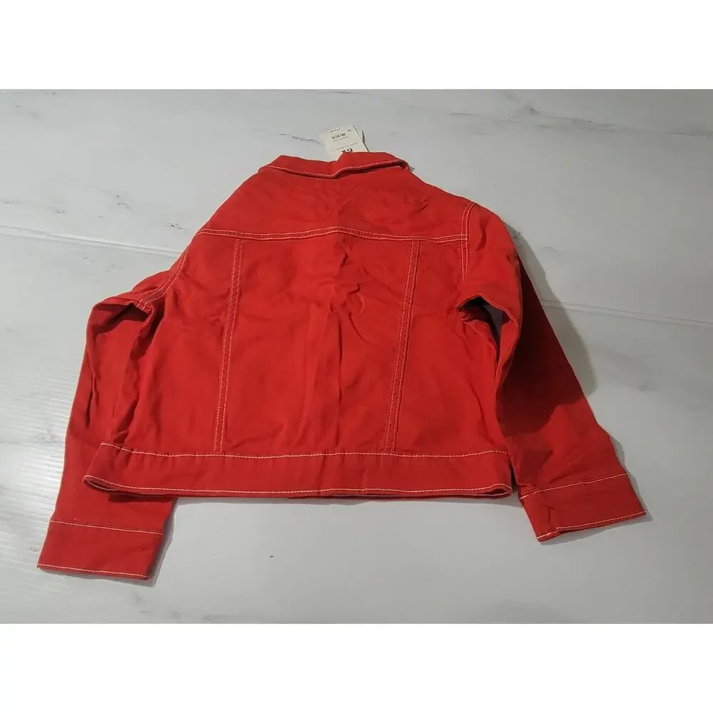 Free Assembly Red Denim Jacket Girls Size M